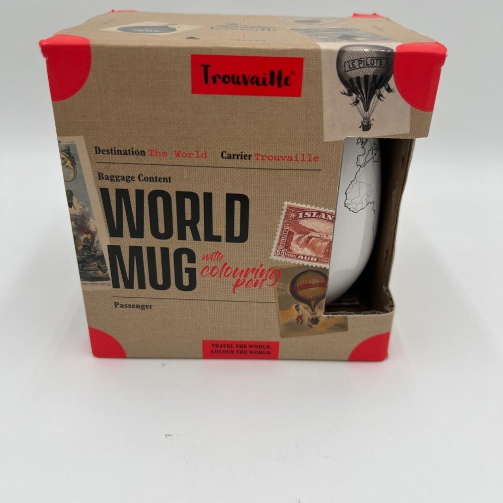 Trouvaille Travel Coloring Mug cup World New in box
